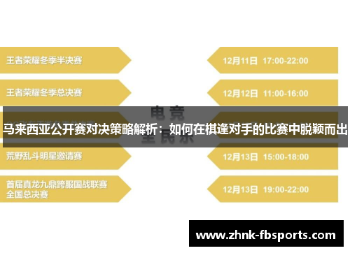 马来西亚公开赛对决策略解析：如何在棋逢对手的比赛中脱颖而出